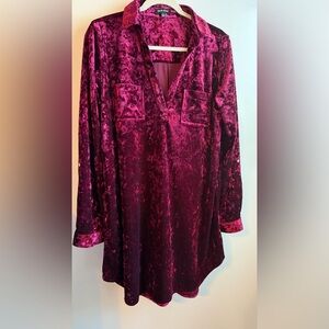 Dear John Velvet Midi Dress in Rich Burgundy